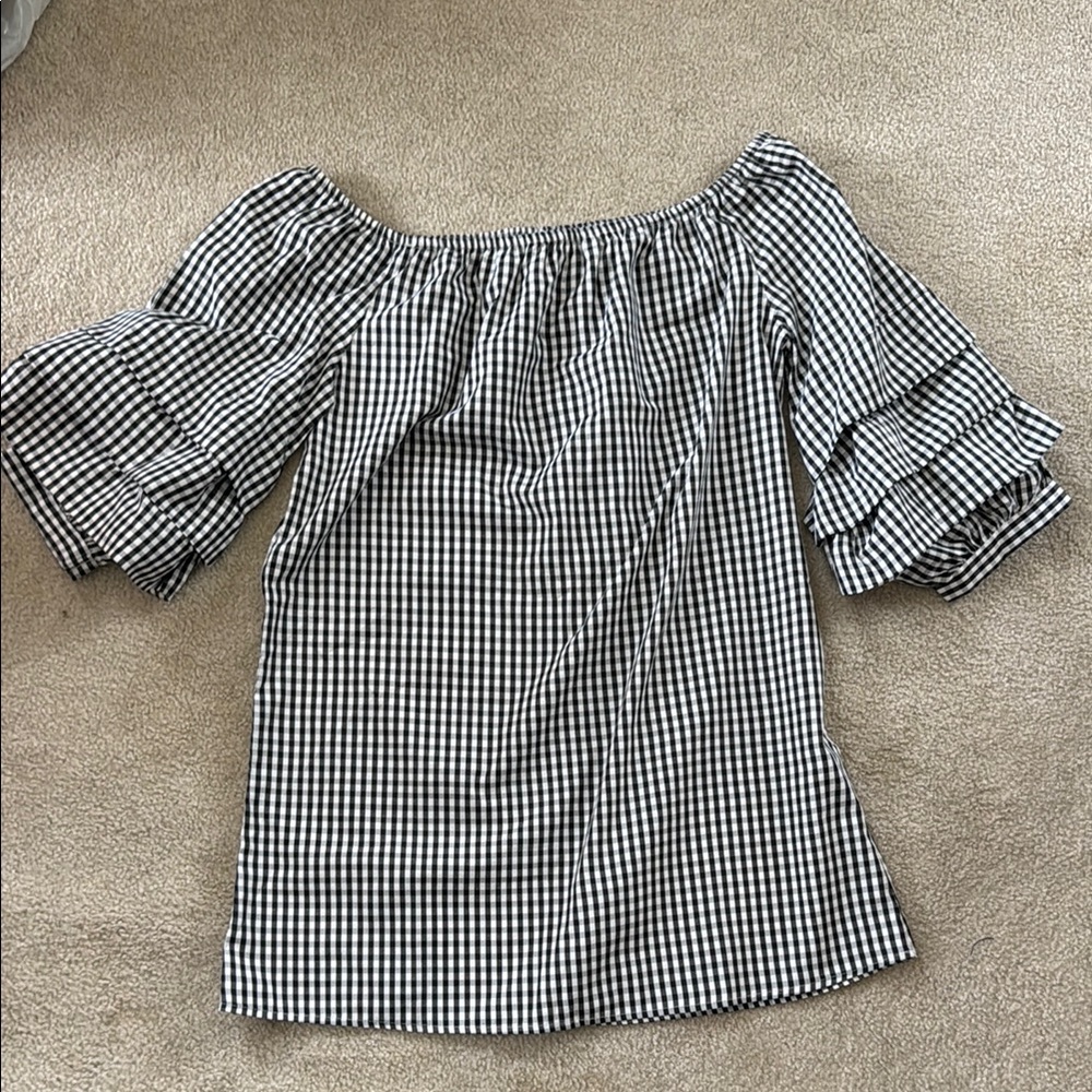 Gingham Off-Shoulder dress - Black and White
